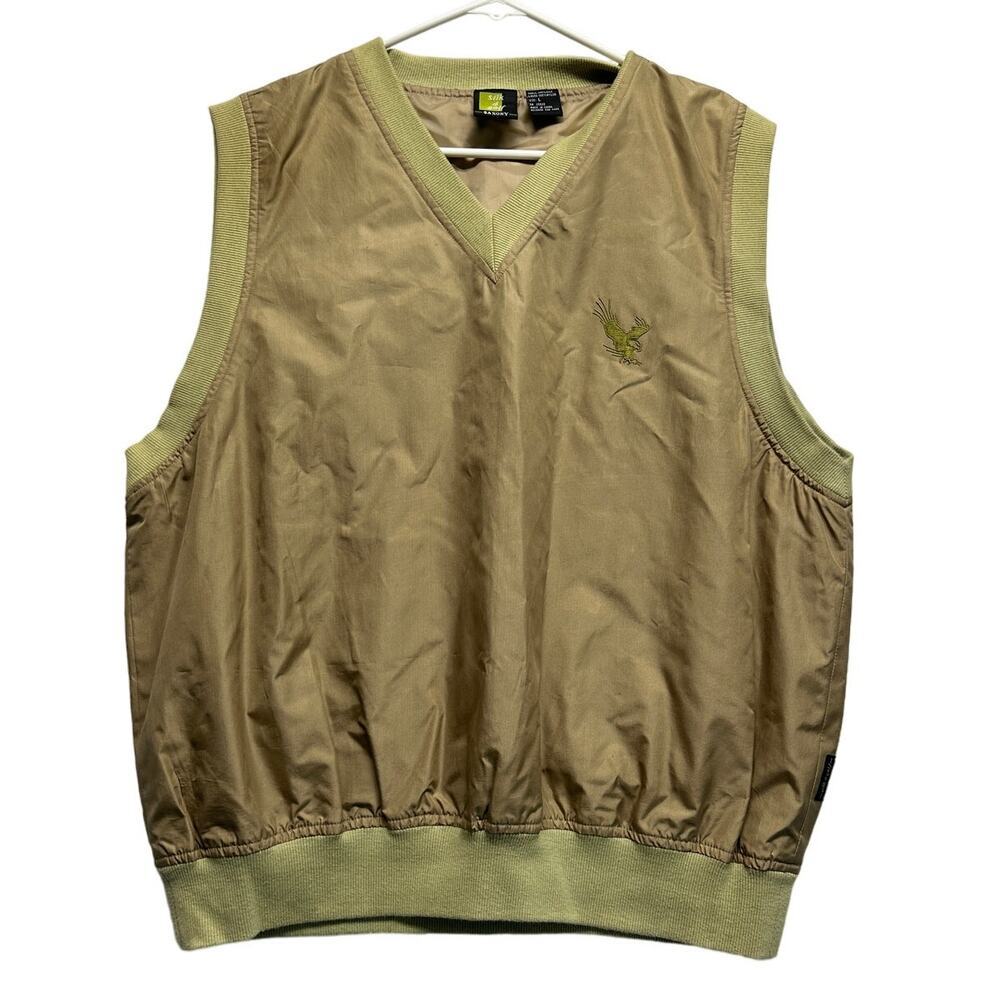 Vintage Saxony SILK 4 GOLF Men's Sz L Black 100% Silk Nylon Lining Vest